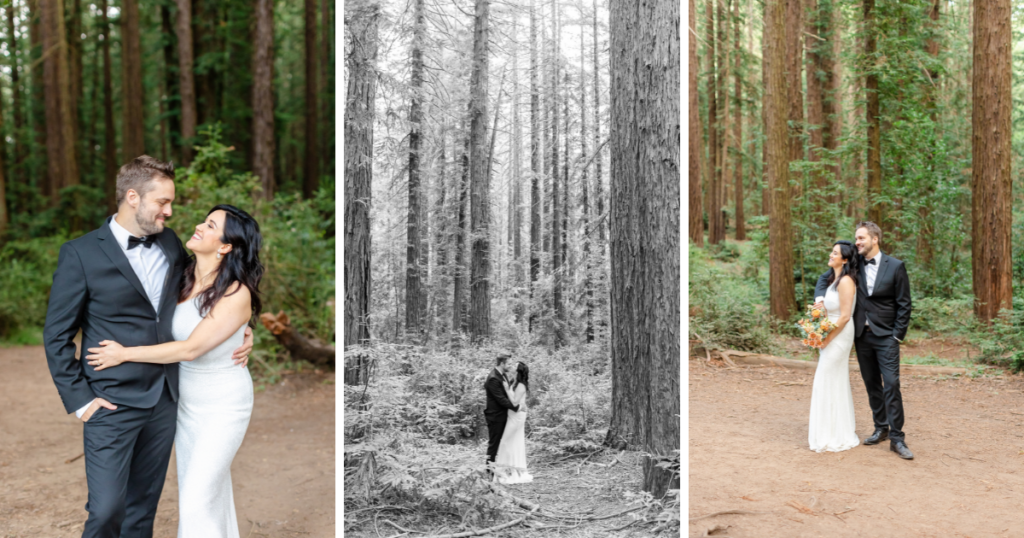 Intimate moment between the couple in Joaquin Miller Park